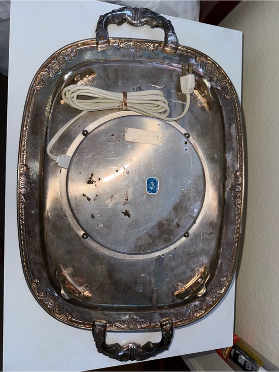 Eton Other - Eton Silver-Tone Decorative Serving Tray with Electric Warming Plate